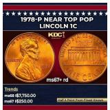 1978-p Lincoln Cent Near Top Pop 1c ms67+ rd SEGS