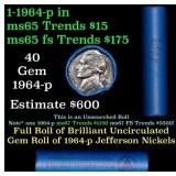 BU Shotgun Jefferson 5c roll, 1964-p 40 pcs Bank $