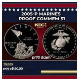 2005-P Marines Proof Modern Commem Dollar $1 pr70