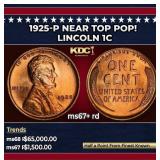 1925-p Lincoln Cent Near Top Pop! 1c ms67+ rd SEGS