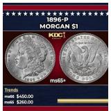 1896-p Morgan Dollar $1 Grades ms65+