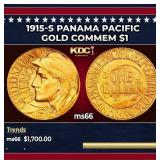 1915-s Panama Pacific Gold Commem Dollar 1 ms66 SE