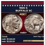 1925-s Buffalo Nickel 5c ms64+ SEGS