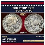 1918-p Buffalo Nickel TOP POP! 5c ms67+ SEGS
