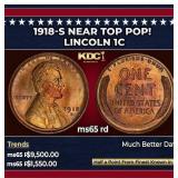 1918-s Lincoln Cent Near Top Pop! 1c ms65 rd SEGS