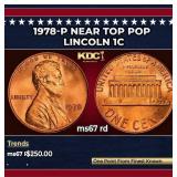 1978-p Lincoln Cent Near Top Pop 1c ms67 rd SEGS