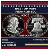 1962 Proof Franklin Half Dollar TOP POP! 50c pr69