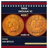 1906 Indian Cent . 1c Grades ms64 rb