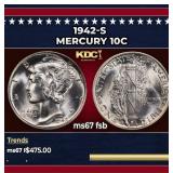 1942-s Mercury Dime 10c ms67 fsb SEGS