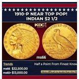 1910-p Gold Indian Quarter Eagle Near Top Pop! $2