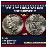 1972-p Ty 2 Eisenhower Dollar Near Top Pop $1 ms66