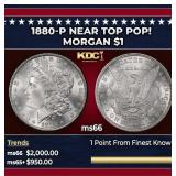 1880-p Morgan Dollar Near Top Pop! $1 ms66 SEGS