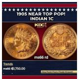1905 Indian Cent Near Top Pop! 1c ms66 rd SEGS