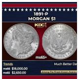 1891-p Morgan Dollar $1 ms65+ SEGS