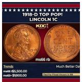 1918-d Lincoln Cent TOP POP! 1c ms66 rb SEGS