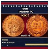 1908 Indian Cent . 1c Grades ms64 rd