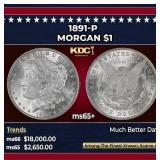 1891-p Morgan Dollar $1 ms65+ SEGS