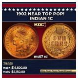 1902 Indian Cent Near Top Pop! 1c ms67 rd SEGS