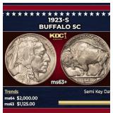1923-s Buffalo Nickel 5c ms63+ USCG
