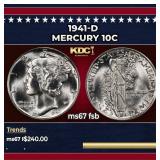 1941-d Mercury Dime 10c ms67 fsb SEGS