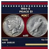 1934-s Peace Dollar $1 Grades au50