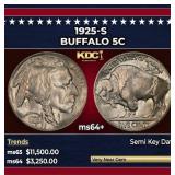 1925-s Buffalo Nickel 5c ms64+ SEGS