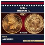 1903 Indian Cent . 1c Grades ms65 rd