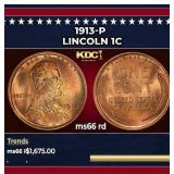 1913-p Lincoln Cent 1c ms66 rd SEGS