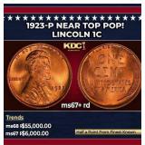 1923-p Lincoln Cent Near Top Pop! 1c ms67+ rd SEGS