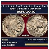 1931-s Buffalo Nickel Near Top Pop 5c ms66+ SEGS