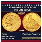 1929-p Gold Indian Quarter Eagle Near Top Pop! $2