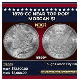 1878-cc Morgan Dollar Near Top Pop! $1 ms66+ SEGS
