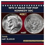 1972-p Kennedy Half Dollar Near Top Pop 50c ms67 S