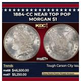 1884-cc Morgan Dollar Near Top Pop $1 ms67+ SEGS