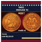 1902 Indian Cent . 1c ms66 rd SEGS