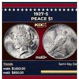 1927-s Peace Dollar $1 ms63+ USCG