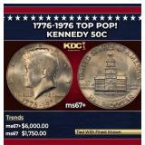 1776-1976 Kennedy Half Dollar TOP POP! 50c ms67+ S