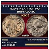 1930-s Buffalo Nickel Near Top Pop 5c ms66+ SEGS