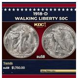 1918-d Walking Liberty Half Dollar 50c au58 SEGS