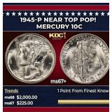 1945-p Mercury Dime Near Top Pop! 10c ms67+ SEGS