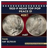 1925-p Peace Dollar Near Top Pop $1 ms67 SEGS