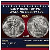 1936-p Walking Liberty Half Dollar Near Top Pop 50