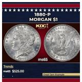 1880-p Morgan Dollar $1 Grades ms65