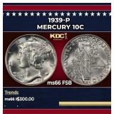 1939-p Mercury Dime 10c ms66 FSB SEGS