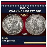 1918-d Walking Liberty Half Dollar 50c ms63 USCG