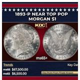 1893-p Morgan Dollar Near Top Pop $1 ms65+ SEGS