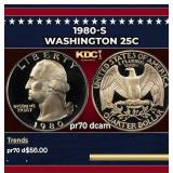 1980-s Proof Washington Quarter 25c pr70 dcam SEGS