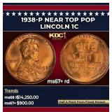 1938-p Lincoln Cent Near Top Pop 1c ms67+ rd SEGS