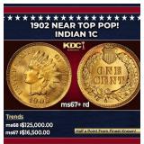 1902 Indian Cent Near Top Pop! 1c ms67+ rd SEGS