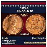 1913-s Lincoln Cent 1c ms65 rd SEGS